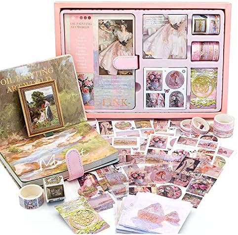 Estetinis scrapbooking rinkinys su B6 sąsiuviniu ir lipdukais