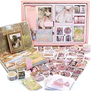 Estetinis scrapbooking rinkinys su B6 sąsiuviniu ir lipdukais