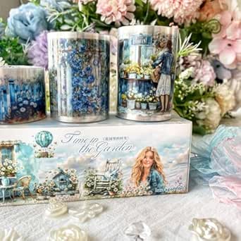 3 ritinių gėlių washi lipdukų rinkinys žurnalams ir dienoraščiams